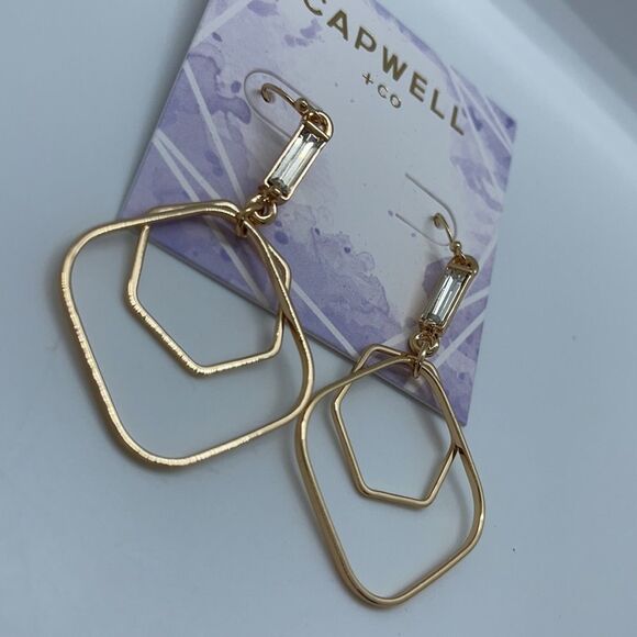 NWT Capwell + Co Geometric Drop Earrings - Gold - Picture 4 of 6